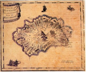 Guide île de La Réunion ancienne carte de l'île en 1645