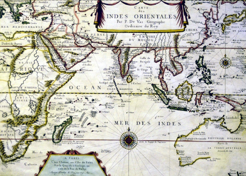 Carte maritime ocean indien de la compagnie des indes
