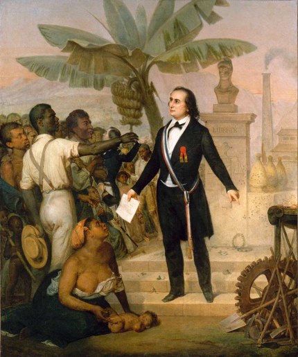 Décret d’abolition de l’esclavage faite par Joseph Sarda-Garriga le 20 octobre 1848 devant la préfecture de Saint-Denis